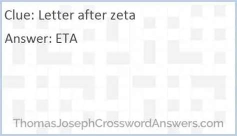 Letter before zeta crossword clue - Greek Letter Before Omega Crossword Clue Answers. Find the latest crossword clues from New York Times Crosswords, LA Times Crosswords and many more. ... ZETA: Sixth ...